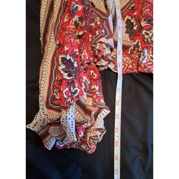 Free People Paradise Printed High-Low Maxi Boho Skirt Pimento Combo Red Size 10 - Picture 9 of 12